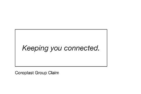 Der Coroplast Group Claim in der Schrift Neue Helvetica Italic.