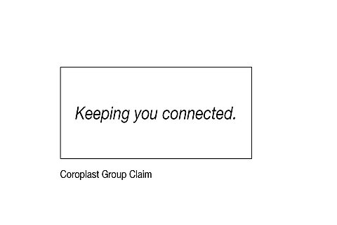 Der Coroplast Group Claim in der Schrift Neue Helvetica Italic.